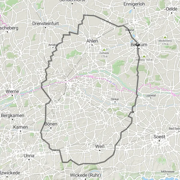 Karten-Miniaturansicht der Radinspiration "Radweg durch idyllische Landschaften" in Münster, Germany. Erstellt vom Tarmacs.app-Routenplaner für Radtouren