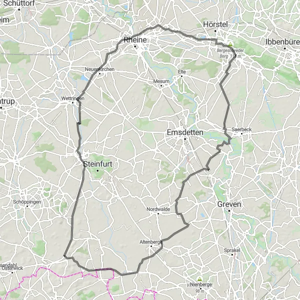 Karten-Miniaturansicht der Radinspiration "Entdeckungsreise nach Riesenbeck" in Münster, Germany. Erstellt vom Tarmacs.app-Routenplaner für Radtouren