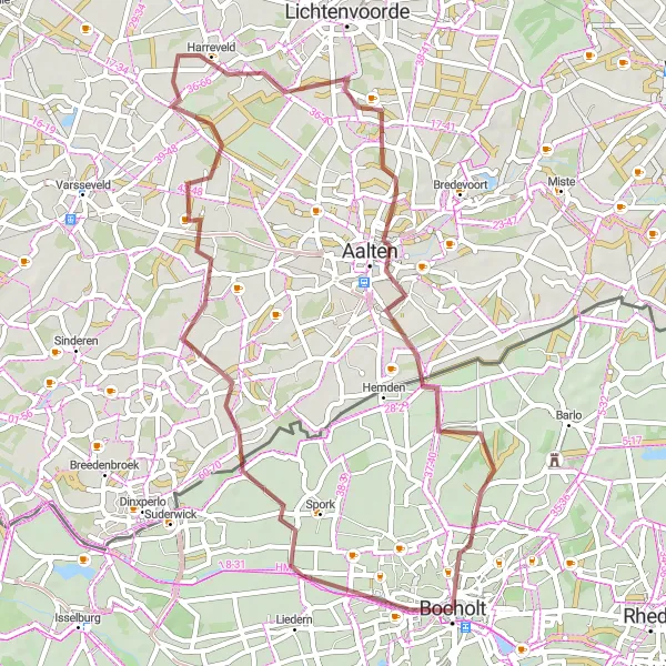 Karten-Miniaturansicht der Radinspiration "Entdeckung der Natur in der Nähe von Bocholt" in Münster, Germany. Erstellt vom Tarmacs.app-Routenplaner für Radtouren