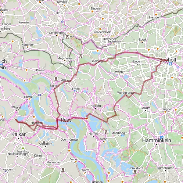 Karten-Miniaturansicht der Radinspiration "Entdeckungstour durch Bocholt und Umgebung" in Münster, Germany. Erstellt vom Tarmacs.app-Routenplaner für Radtouren