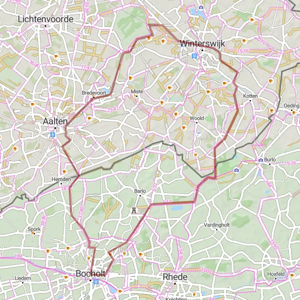 Karten-Miniaturansicht der Radinspiration "Kurze Graveltour durch Bocholt und Umgebung" in Münster, Germany. Erstellt vom Tarmacs.app-Routenplaner für Radtouren