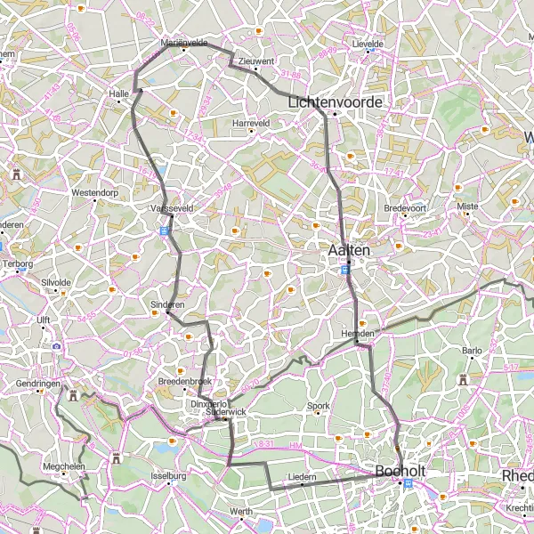 Karten-Miniaturansicht der Radinspiration "Rundtour durch die Landschaft rund um Bocholt" in Münster, Germany. Erstellt vom Tarmacs.app-Routenplaner für Radtouren
