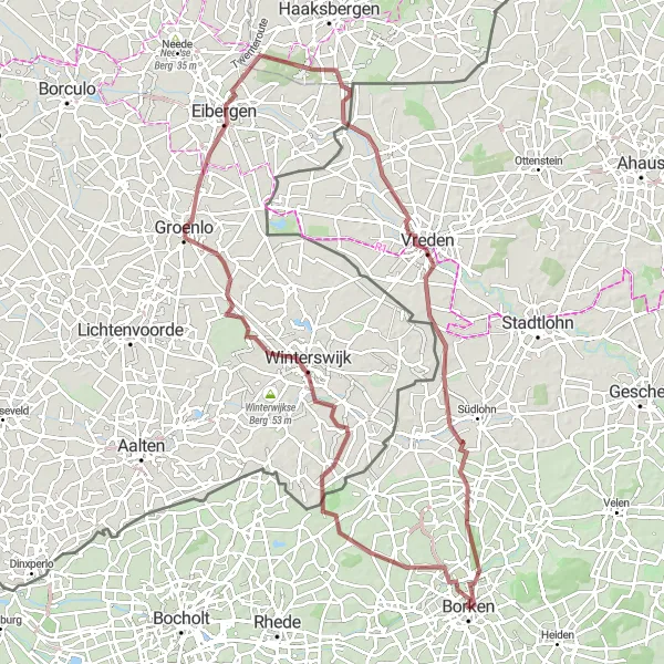 Map miniature of "Borken to Gemen Gravel Route" cycling inspiration in Münster, Germany. Generated by Tarmacs.app cycling route planner