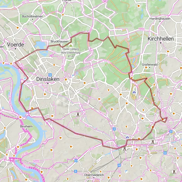 Map miniature of "Lohberg Nord Gravel Loop" cycling inspiration in Münster, Germany. Generated by Tarmacs.app cycling route planner