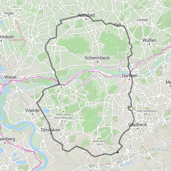 Map miniature of "Münster Road Adventure" cycling inspiration in Münster, Germany. Generated by Tarmacs.app cycling route planner