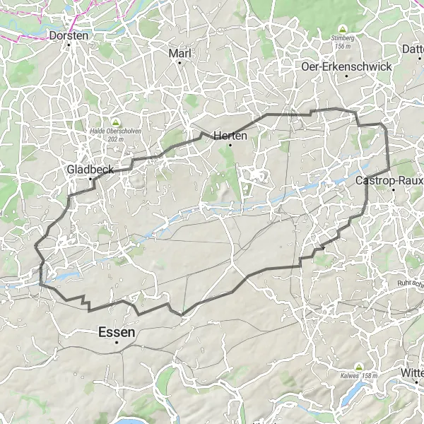 Map miniature of "Halde Rheinbaben Loop" cycling inspiration in Münster, Germany. Generated by Tarmacs.app cycling route planner