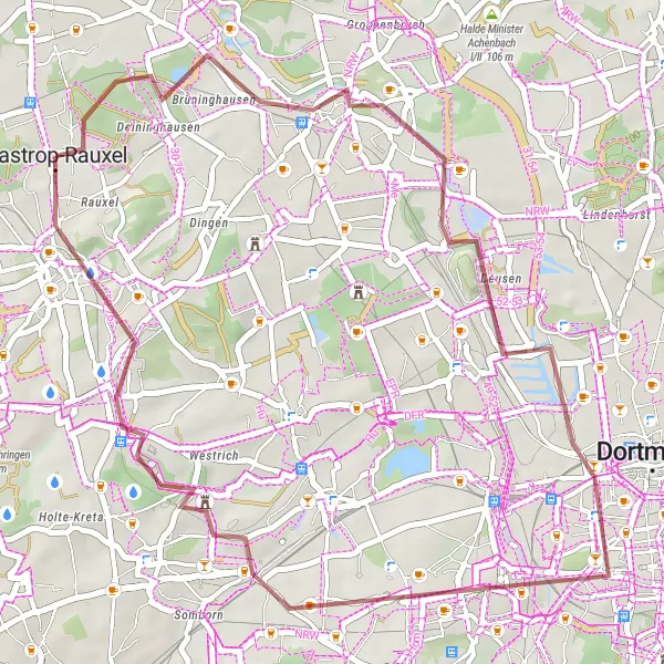 Map miniature of "Countryside Gravel Experience" cycling inspiration in Münster, Germany. Generated by Tarmacs.app cycling route planner