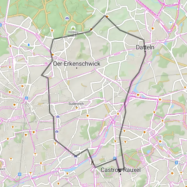 Map miniature of "Historical Road Tour" cycling inspiration in Münster, Germany. Generated by Tarmacs.app cycling route planner
