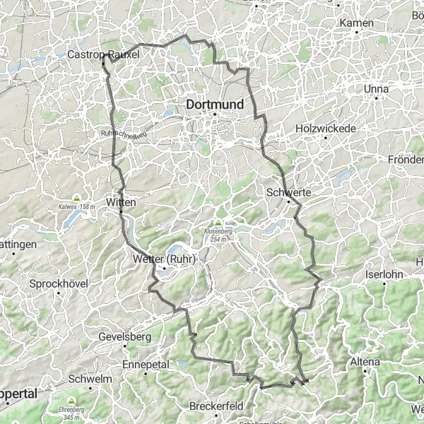 Map miniature of "Challenging Hills and Scenic Views" cycling inspiration in Münster, Germany. Generated by Tarmacs.app cycling route planner