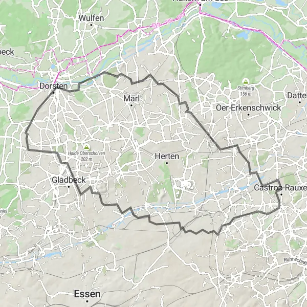 Karten-Miniaturansicht der Radinspiration "Straßentour durch das westliche Ruhrgebiet" in Münster, Germany. Erstellt vom Tarmacs.app-Routenplaner für Radtouren