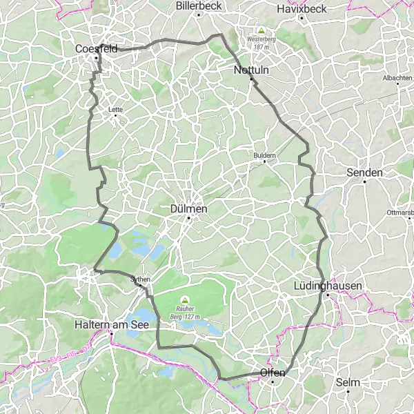 Map miniature of "Lüdinghausen Highlights Tour" cycling inspiration in Münster, Germany. Generated by Tarmacs.app cycling route planner