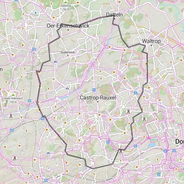 Karten-Miniaturansicht der Radinspiration "Road-Tour durch das Ruhrgebiet" in Münster, Germany. Erstellt vom Tarmacs.app-Routenplaner für Radtouren