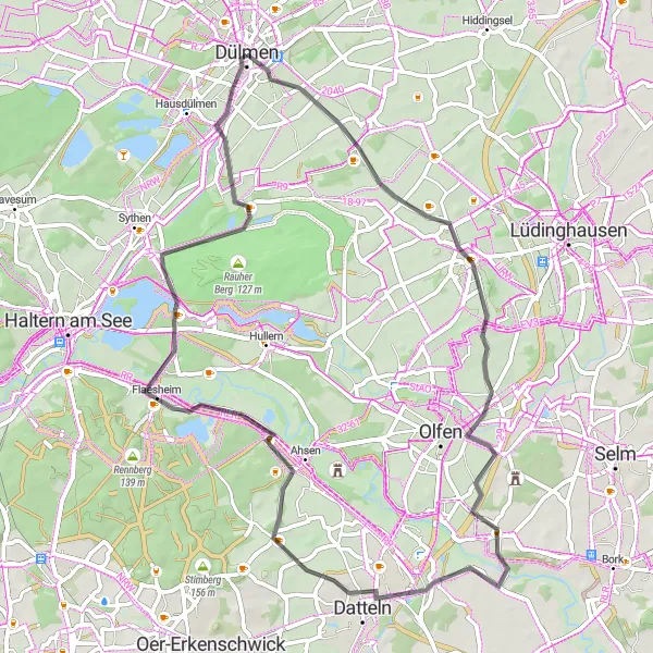 Map miniature of "The Seppenrade Circuit" cycling inspiration in Münster, Germany. Generated by Tarmacs.app cycling route planner