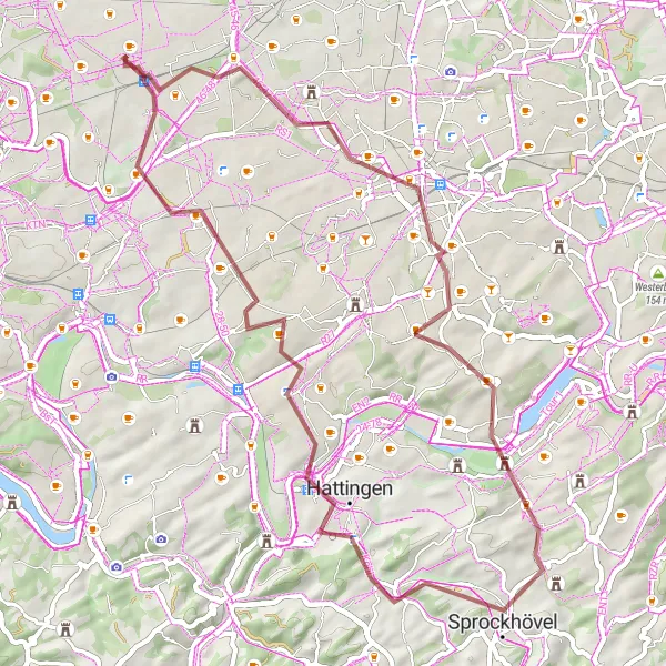 Karten-Miniaturansicht der Radinspiration "Gravel-Tour durch das westliche Ruhrgebiet" in Münster, Germany. Erstellt vom Tarmacs.app-Routenplaner für Radtouren