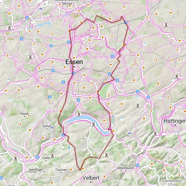 Karten-Miniaturansicht der Radinspiration "Gravel-Tour durch das Ruhrgebiet" in Münster, Germany. Erstellt vom Tarmacs.app-Routenplaner für Radtouren