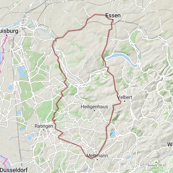 Karten-Miniaturansicht der Radinspiration "Gravel-Tour durch das südliche Ruhrgebiet" in Münster, Germany. Erstellt vom Tarmacs.app-Routenplaner für Radtouren