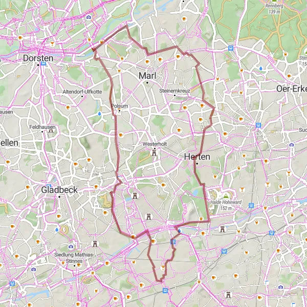 Karten-Miniaturansicht der Radinspiration "Naturerlebnis und Industriekultur" in Münster, Germany. Erstellt vom Tarmacs.app-Routenplaner für Radtouren