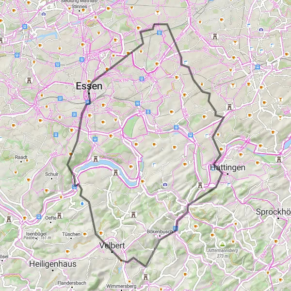 Map miniature of "Wattenscheid Adventure" cycling inspiration in Münster, Germany. Generated by Tarmacs.app cycling route planner