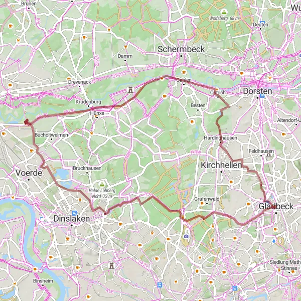 Karten-Miniaturansicht der Radinspiration "Erleben Sie die Halde Schöttelheide Route" in Münster, Germany. Erstellt vom Tarmacs.app-Routenplaner für Radtouren