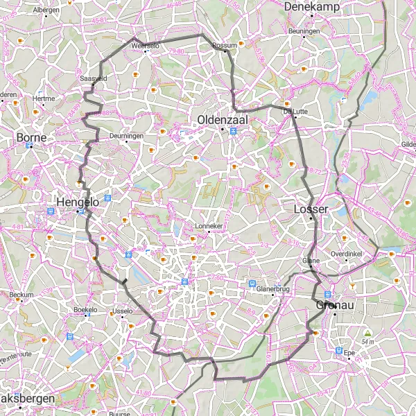 Map miniature of "Gronau to Tweekelo Road Route" cycling inspiration in Münster, Germany. Generated by Tarmacs.app cycling route planner