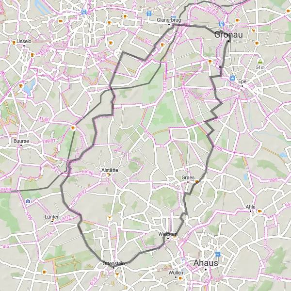 Map miniature of "Gerwinghook Road Route" cycling inspiration in Münster, Germany. Generated by Tarmacs.app cycling route planner