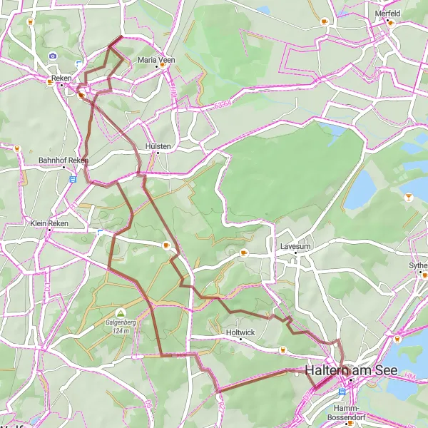 Karten-Miniaturansicht der Radinspiration "Graveltour rund um Haltern am See" in Münster, Germany. Erstellt vom Tarmacs.app-Routenplaner für Radtouren