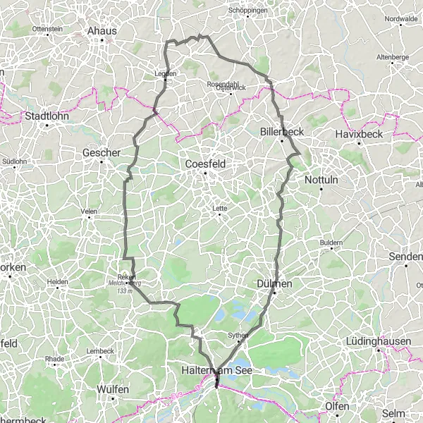 Karten-Miniaturansicht der Radinspiration "Münsterland Runde über Dülmen und Legden" in Münster, Germany. Erstellt vom Tarmacs.app-Routenplaner für Radtouren