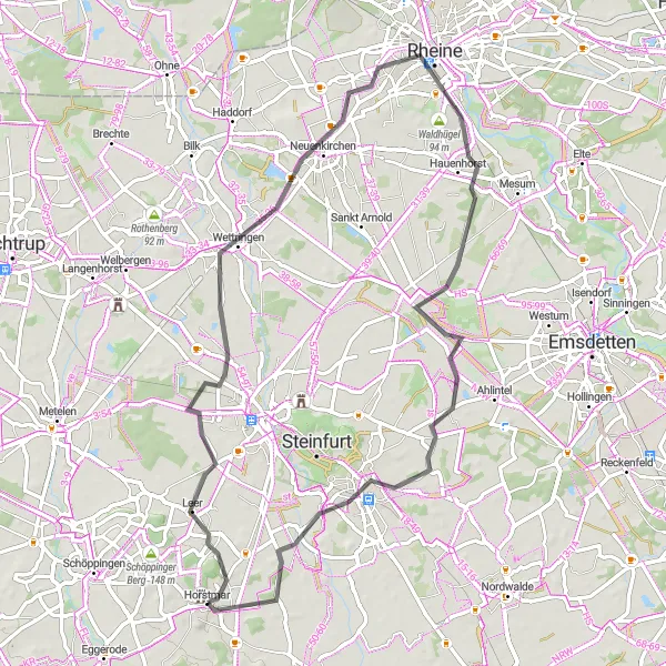 Map miniature of "Cycle through Enchanting Landscapes" cycling inspiration in Münster, Germany. Generated by Tarmacs.app cycling route planner