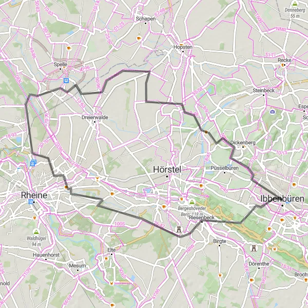 Karten-Miniaturansicht der Radinspiration "Entdecken Sie Eschendorf und Uffeln auf dem Rad" in Münster, Germany. Erstellt vom Tarmacs.app-Routenplaner für Radtouren