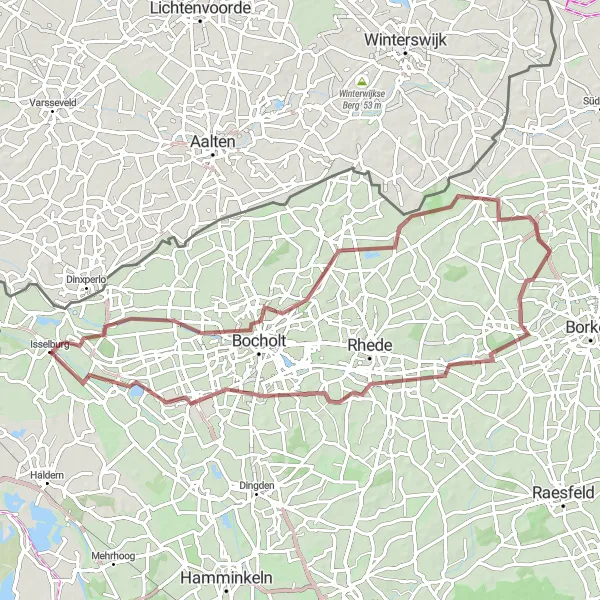 Map miniature of "Gravel Adventure in Bocholt and Hoxfeld" cycling inspiration in Münster, Germany. Generated by Tarmacs.app cycling route planner