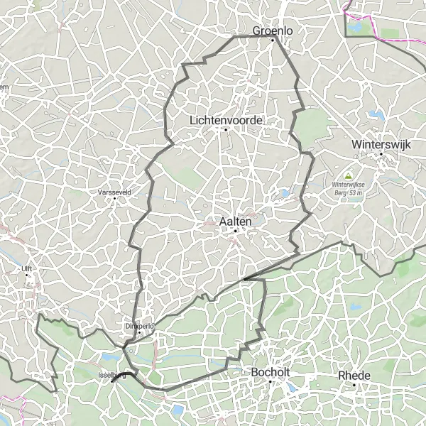 Map miniature of "De Heurne to Groenlo Road Adventure" cycling inspiration in Münster, Germany. Generated by Tarmacs.app cycling route planner