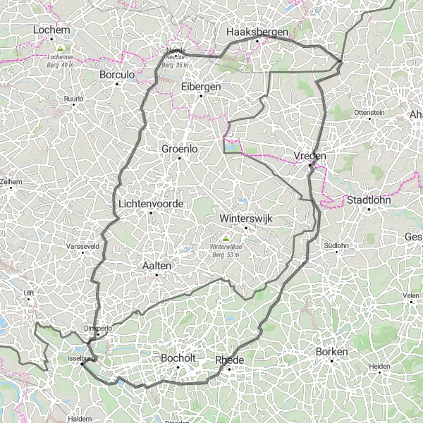 Map miniature of "Cycling through Old Towns and Vast Landscapes" cycling inspiration in Münster, Germany. Generated by Tarmacs.app cycling route planner
