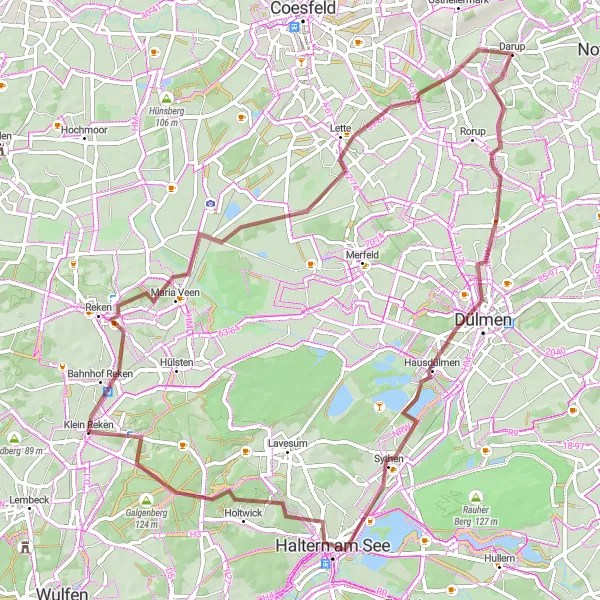 Map miniature of "Halterner Stausee Adventure" cycling inspiration in Münster, Germany. Generated by Tarmacs.app cycling route planner