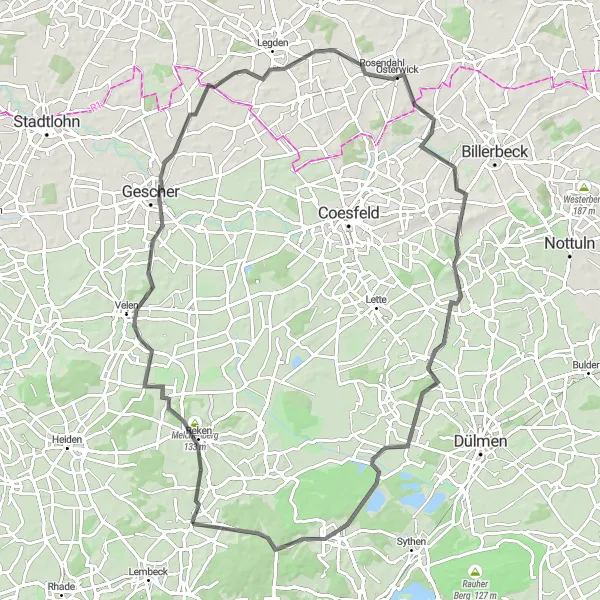 Map miniature of "The Heritage Route" cycling inspiration in Münster, Germany. Generated by Tarmacs.app cycling route planner