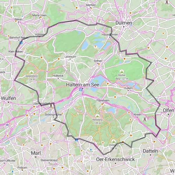 Map miniature of "Exploring the Scenic Countryside" cycling inspiration in Münster, Germany. Generated by Tarmacs.app cycling route planner