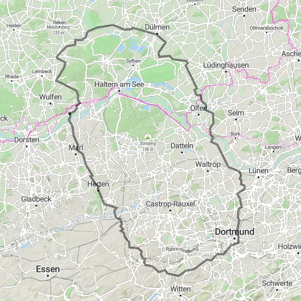 Karten-Miniaturansicht der Radinspiration "Geschichtsträchtige Orte auf dem Rad entdecken" in Münster, Germany. Erstellt vom Tarmacs.app-Routenplaner für Radtouren