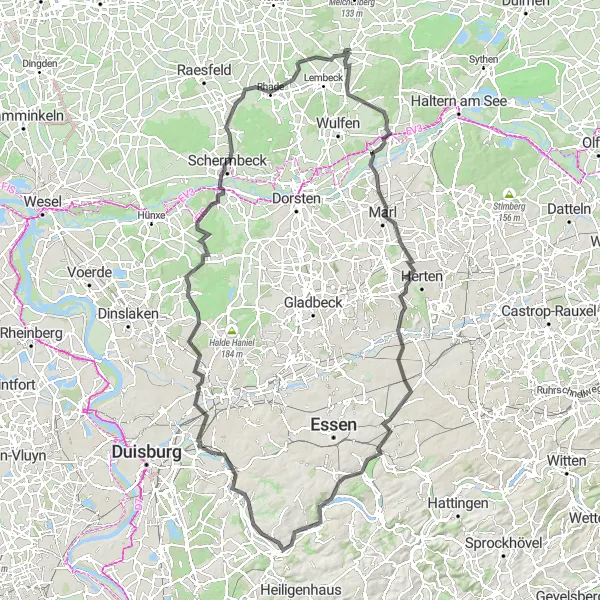 Map miniature of "Road Cycling Through Scenic Routes" cycling inspiration in Münster, Germany. Generated by Tarmacs.app cycling route planner