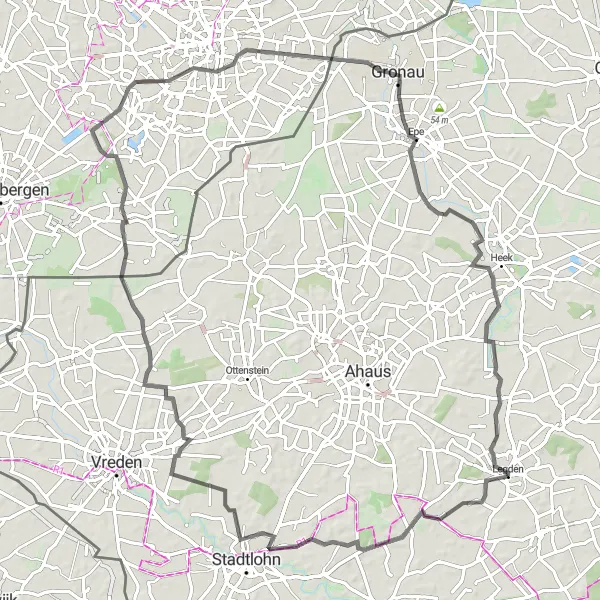 Map miniature of "Legden to Büren" cycling inspiration in Münster, Germany. Generated by Tarmacs.app cycling route planner
