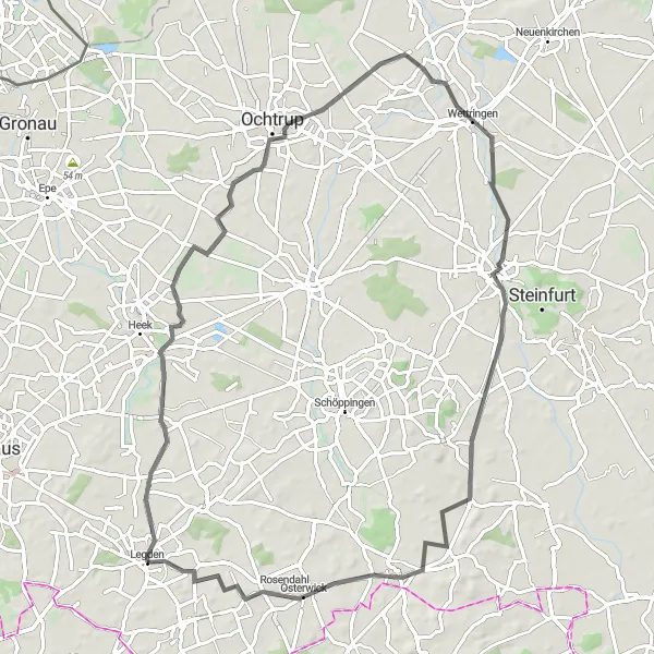 Map miniature of "Münster Loop" cycling inspiration in Münster, Germany. Generated by Tarmacs.app cycling route planner