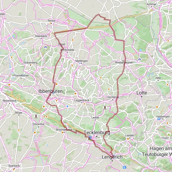 Karten-Miniaturansicht der Radinspiration "Abenteuerliche Graveltour um Tecklenburg" in Münster, Germany. Erstellt vom Tarmacs.app-Routenplaner für Radtouren