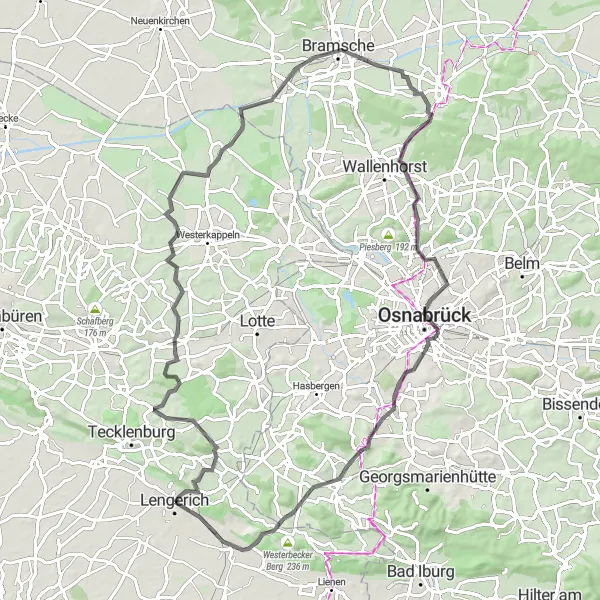 Karten-Miniaturansicht der Radinspiration "Kultur und Natur rund um Lengerich" in Münster, Germany. Erstellt vom Tarmacs.app-Routenplaner für Radtouren