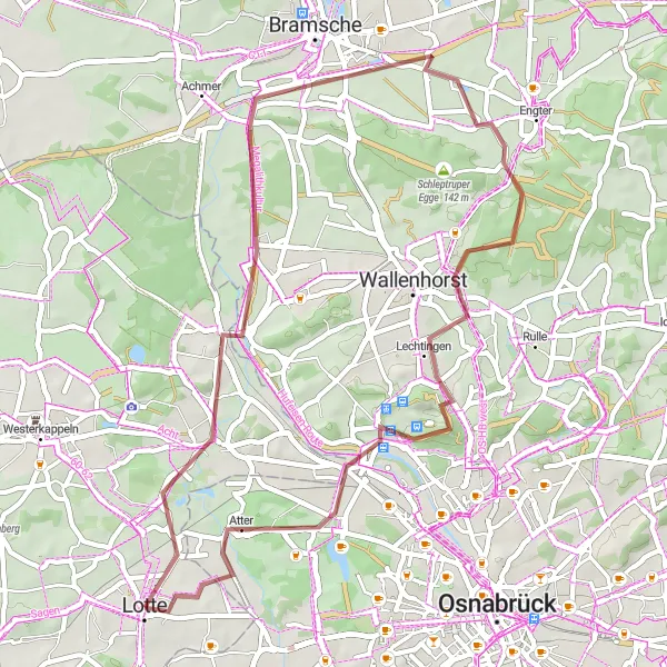 Karten-Miniaturansicht der Radinspiration "Entdeckungsreise durch Lotte und Halen" in Münster, Germany. Erstellt vom Tarmacs.app-Routenplaner für Radtouren