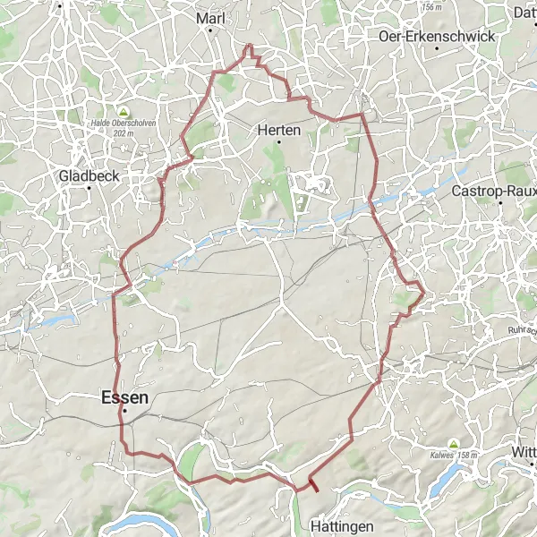 Karten-Miniaturansicht der Radinspiration "Historische Entdeckungsreise rund um Marl" in Münster, Germany. Erstellt vom Tarmacs.app-Routenplaner für Radtouren
