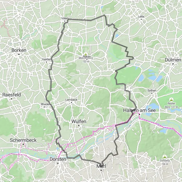 Map miniature of "Scenic Road Trip through the Majestic Sites of Marl" cycling inspiration in Münster, Germany. Generated by Tarmacs.app cycling route planner