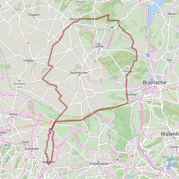 Map miniature of "The Gravel Route with Scenic Highlights" cycling inspiration in Münster, Germany. Generated by Tarmacs.app cycling route planner
