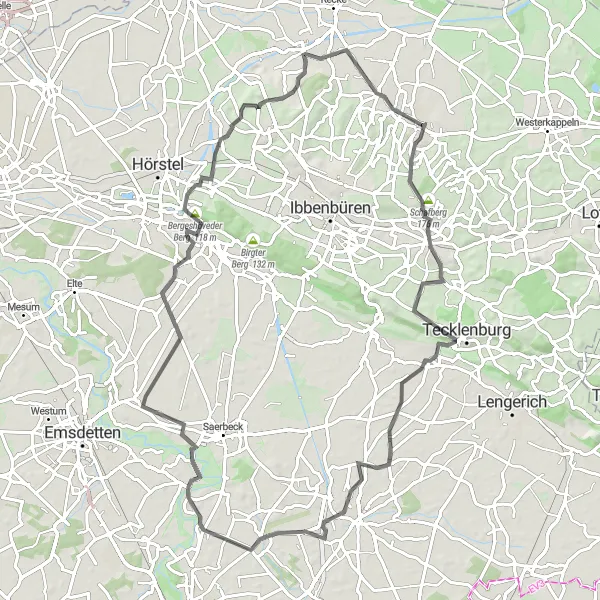 Map miniature of "The Scenic Road Cycling Adventure" cycling inspiration in Münster, Germany. Generated by Tarmacs.app cycling route planner