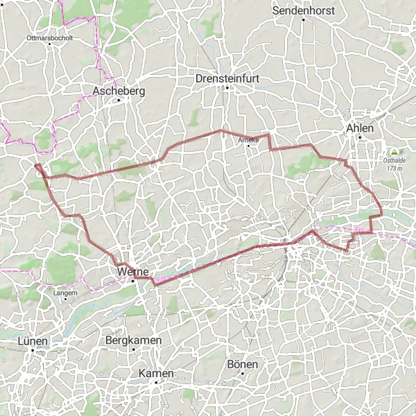 Map miniature of "Capelle to Nordkirchen Cycling Route" cycling inspiration in Münster, Germany. Generated by Tarmacs.app cycling route planner