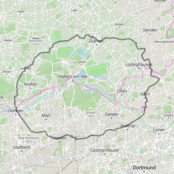 Karten-Miniaturansicht der Radinspiration "Durch das westliche Münsterland" in Münster, Germany. Erstellt vom Tarmacs.app-Routenplaner für Radtouren