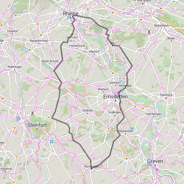 Karten-Miniaturansicht der Radinspiration "Catenhorn – Emsdetten Strecke" in Münster, Germany. Erstellt vom Tarmacs.app-Routenplaner für Radtouren