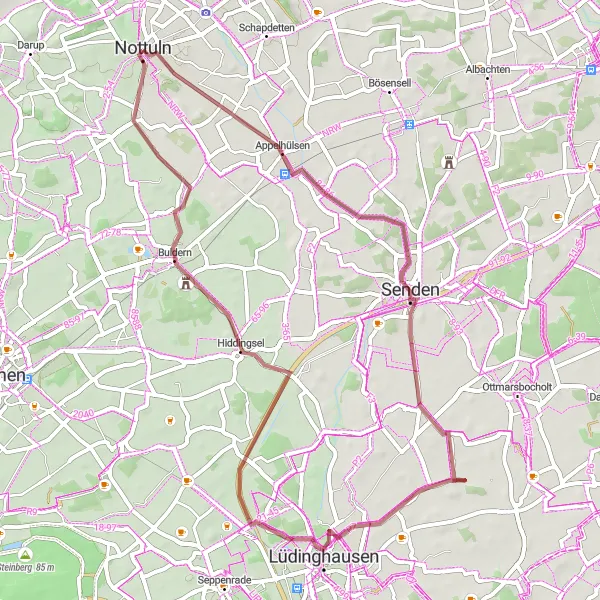 Karten-Miniaturansicht der Radinspiration "Schlösser und Landschaften" in Münster, Germany. Erstellt vom Tarmacs.app-Routenplaner für Radtouren